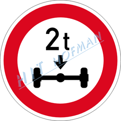 B14 - Zákaz vjezdu vozidel, jejichž okamžitá hmotnost připadající na nápravu přesahuje vyznačenou mez