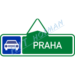 IS2a - Směrová tabule pro příjezd k silnici pro motorová vozidla (s jedním cílem)