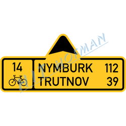 IS19b - Směrová tabule pro cyklisty (s dvěma cíli)