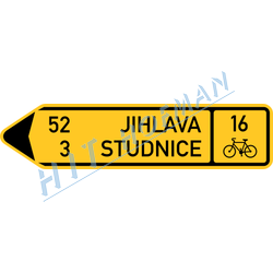 IS19d - Směrová tabule pro cyklisty (s dvěma cíli)